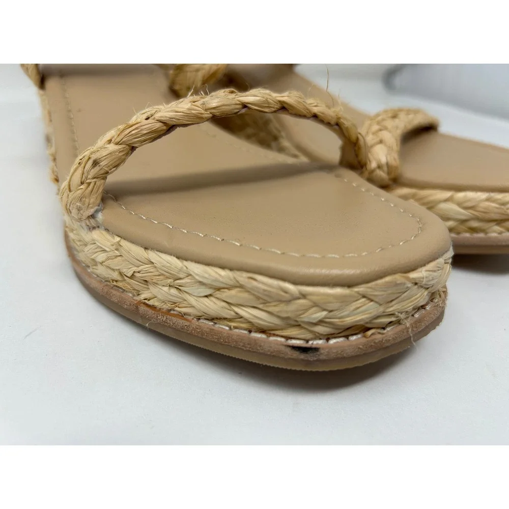 Splendid Diya Tan Braided Raffia Wedge Heel Espadrille Sandals Womens 11 Slip-on